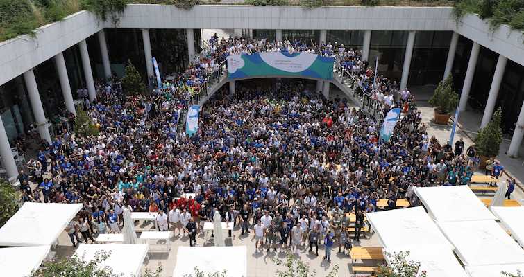 The "Family Photo" of attendees at WordCamp Europe 2023 in Athens, Greece.