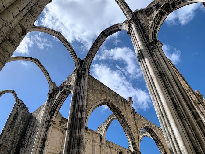 Arches at the Carmo Convent in Lisbon, Portugal.