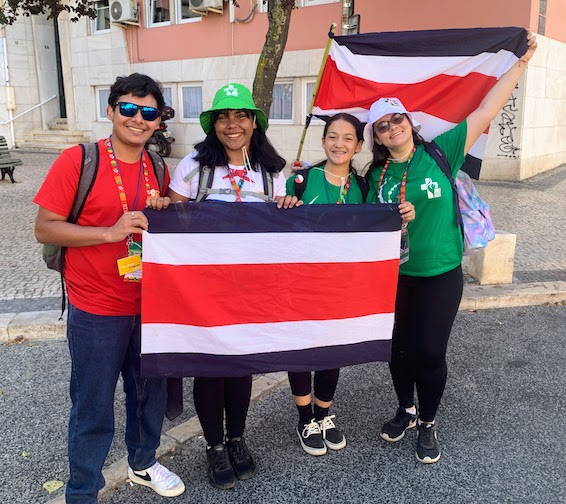 A group of four young pilgrims from Costa Rica.