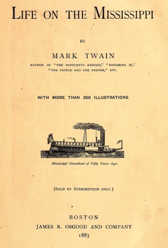 The title page of the 1883 edition of Mark Twain's "Life on the Mississippi"