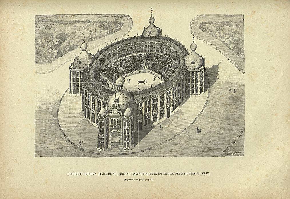 An 1891 drawing of the Campo Pequeno arena.