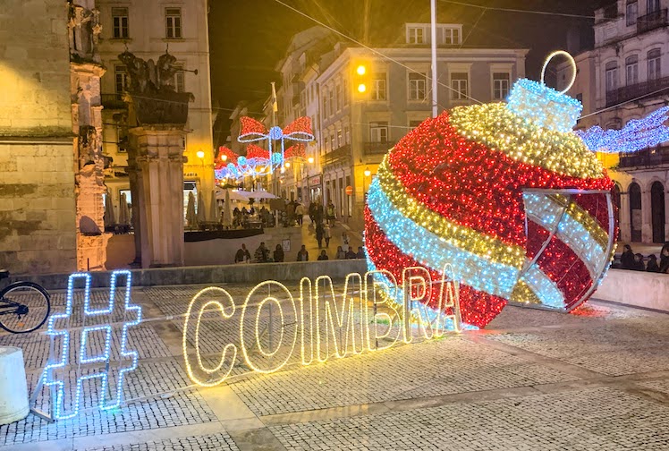 Christmas lights in Coimbra, Portugal, December, 2023.