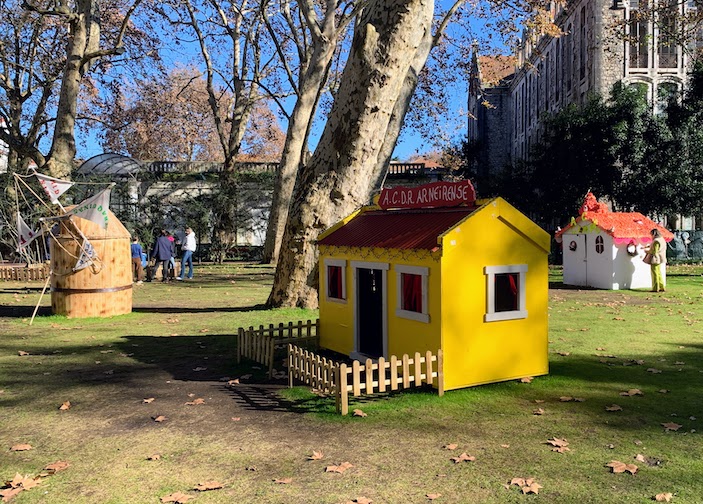 Children's play houses at Parque Dom Carlos I in Caldas da Rainha, December, 2023.