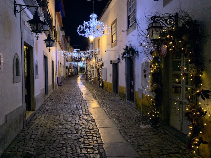 An empty street in the old city of Obidos, December, 2023.