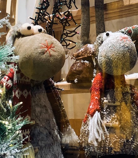 Toy reindeer in a shop window in Coimbra, December, 2023.