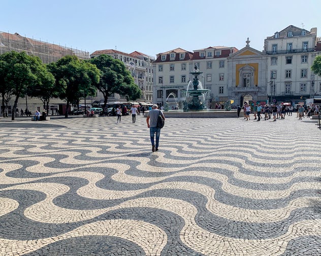 Calçadas (Portuguese cobblestones) in Rossio Square, Lisbon.