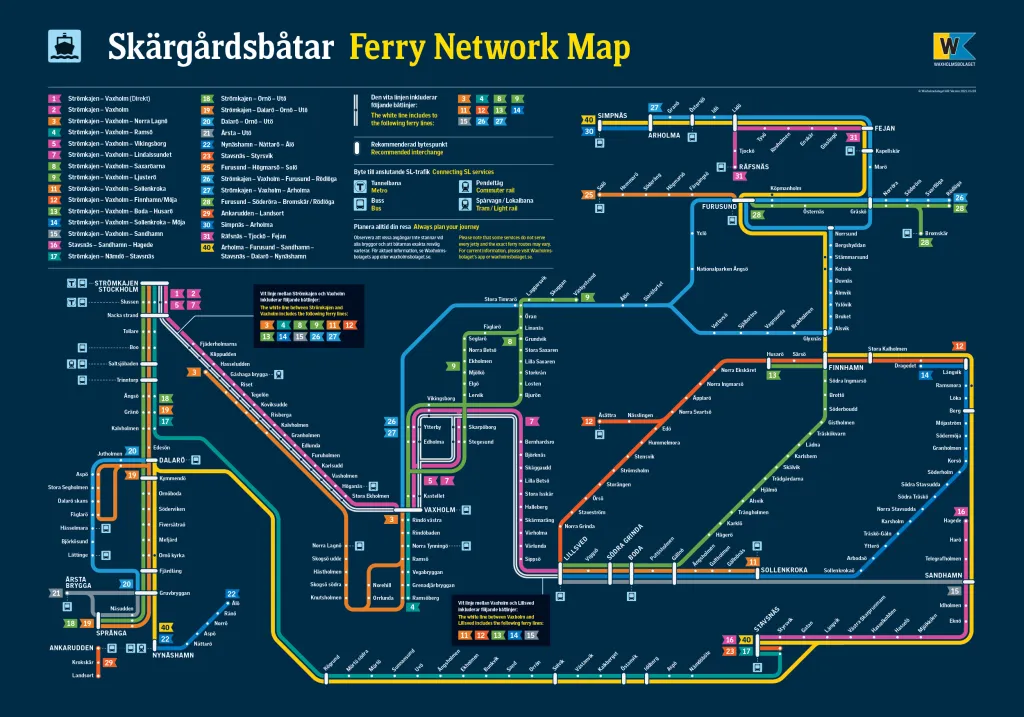 A map of the Stockholm ferry network