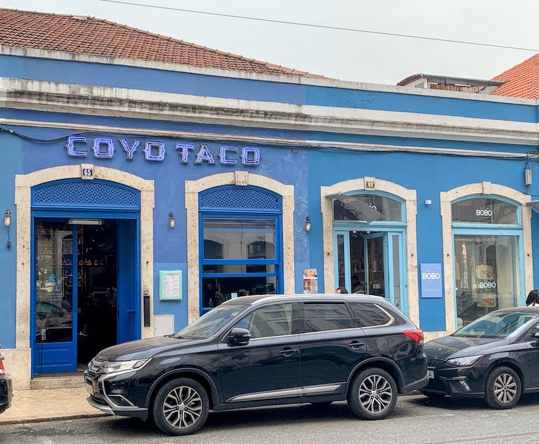 The exterior of Coyo Taco in Principe Real, Lisbon.