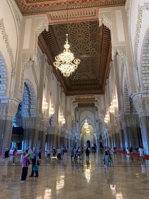 The prayer hall at the Hassan II mosque.