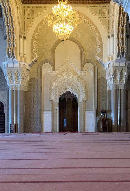 The front of the prayer hall in the Hassan II mosque.