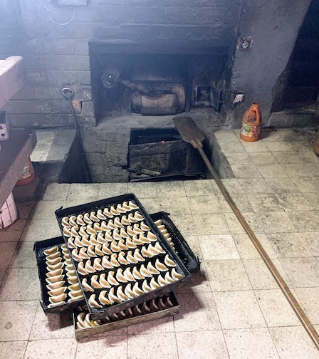 Trays of pastries waiting to be baked in a community oven in Casablanca.