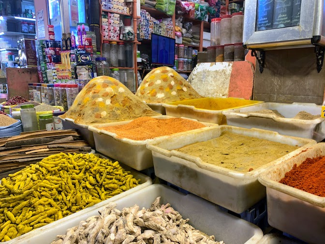 Spices for sale in the medina in Meknes.