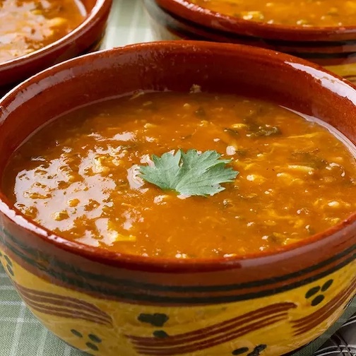 A bowl of Moroccan harira soup.