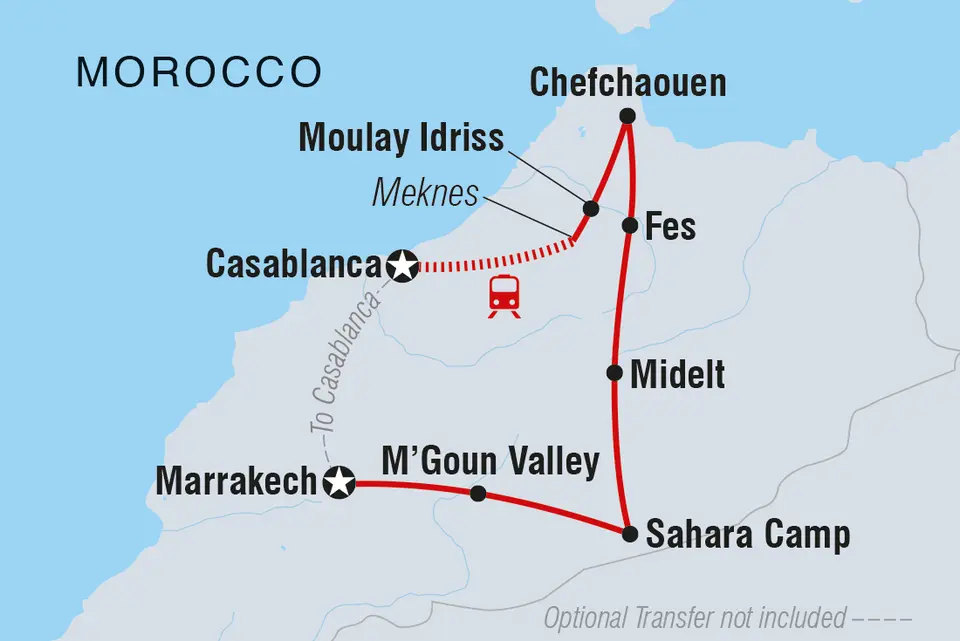 The route for the Intrepid Travel tour "Morocco Real Food Adventure".