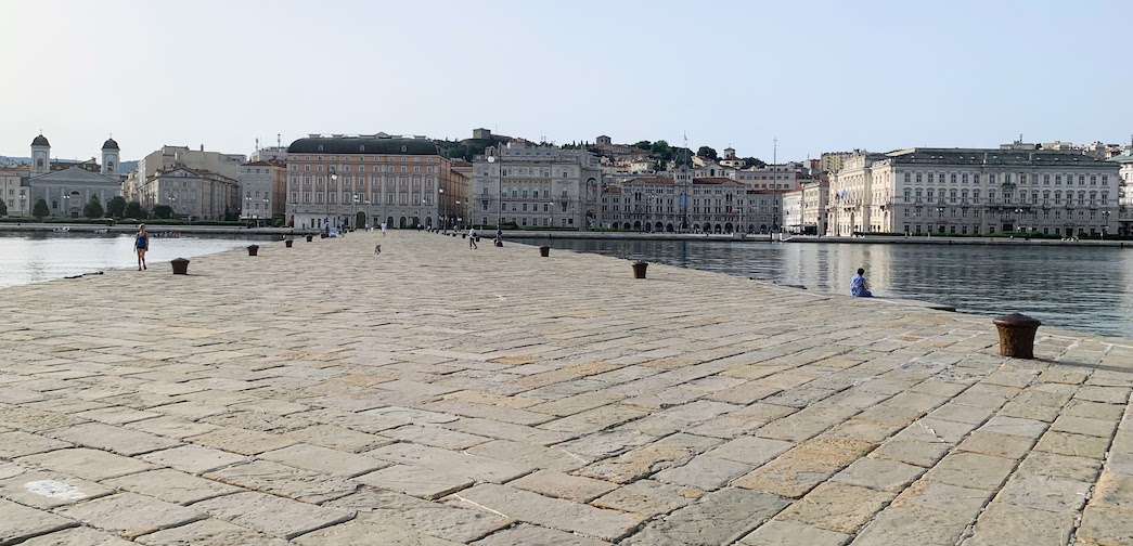 Looking back to Trieste from the end of the Mole Audace pier.