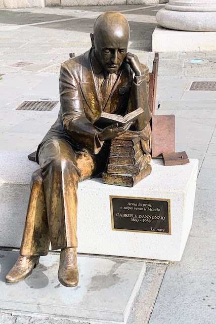 A statue of Gabriele D'Annunzio, an Italian poet, playwright, and journalist, in Trieste.