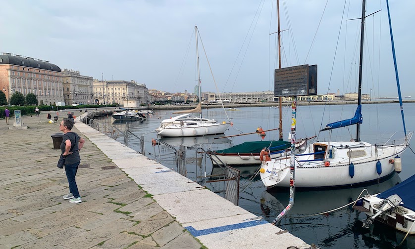 A view along the Trieste harbor, looking toward the Mole Audace pier.