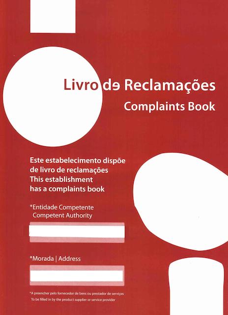 A sign used in Portuguese businesses to notify customers that they have a complaints book.