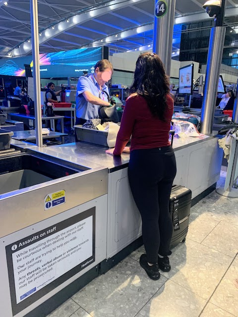 The baggage inspection station at Heathrow.