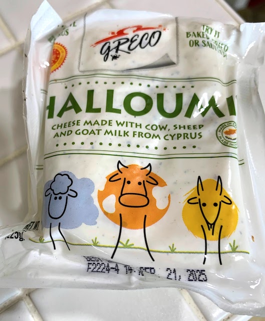 A package of Halloumi cheese.