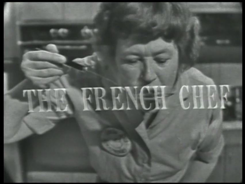 A screen shot of the opening of "The French Chef" TV show, Season 1, Episode 1.