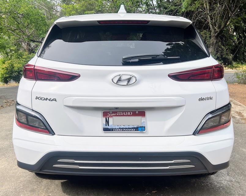 0252 - Rear view of the Kona Our 2022 Hyundai Kona EV viewed from the rear.