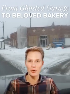 A screen shot of an Instagram post by Isaac French that tells the story of the renovation of the building that now houses The Pie Safe Kitchen & Bakery.  Click on the image to play the video.