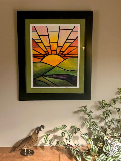 0695 - Dawn on the Palouse print Polly Walker's print "Dawn on the Palouse" as it hangs in our living room.
