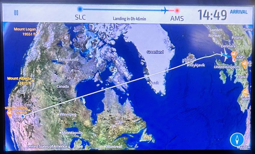 The online map we saw during our flight from Salt Lake City to Amsterdam.